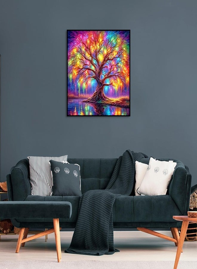 Hudux 5D Diamond Painting Kits for Adult Colourful Tree of Life Diamond Art Kits for Adult Beginners Tree Diamond Painting Full Round Drill Crafts Kit for Home Wall Decor Gift 12x12in - Image 3